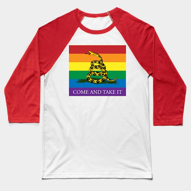 Rainbow Gadsden Come and Take It Baseball T-Shirt by Operation Blazing Sword